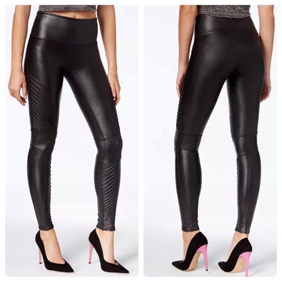 SPANX Faux Leather Moto Leggings - Picture 3 of 9